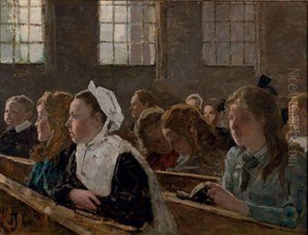 A L'ecole Oil Painting by Johan Antonio de Jonge