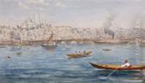 Boten Op De Bosporus, Istanbul Oil Painting by Johan Antonio de Jonge