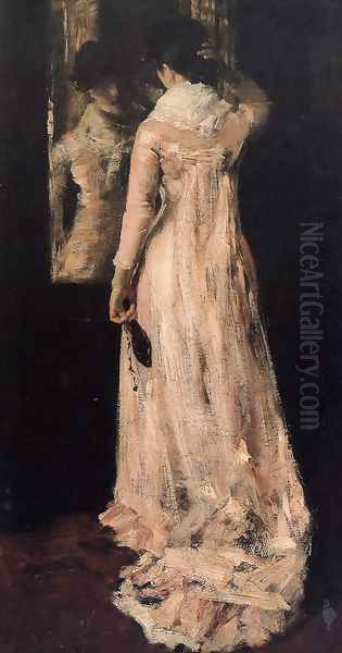 The Mirror Oil Painting by William Merritt Chase