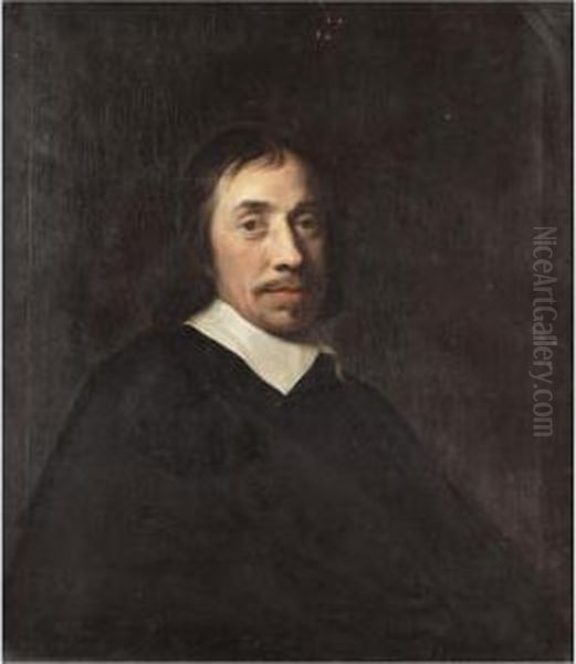 Portrait Of A Gentleman, Half Length, Wearing Black Oil Painting by Ludolf de Jongh