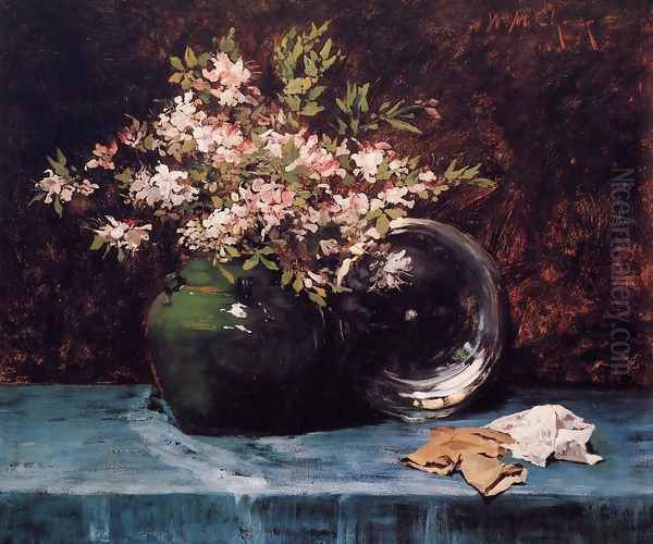 Azaleas Oil Painting by William Merritt Chase