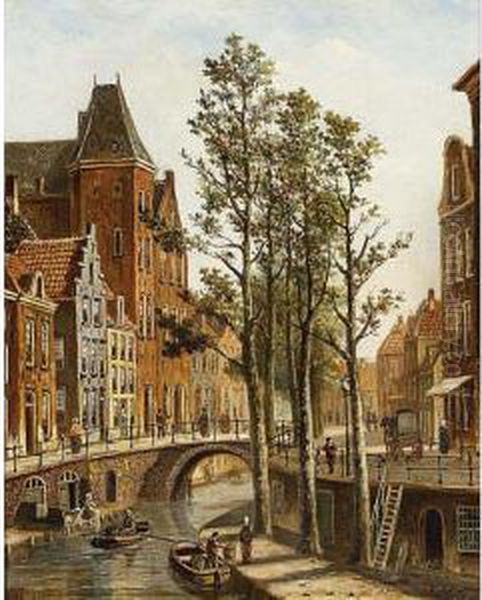 A View Of Utrecht Oil Painting by Oene Romkes De Jongh