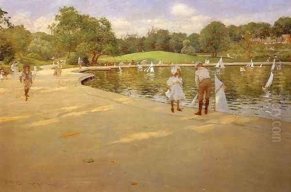 The Lake for Miniature Yachts (or Central Park) Oil Painting by William Merritt Chase