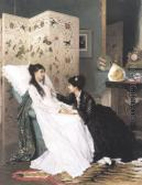 The Visit - La Visite Oil Painting by Gustave Leonhard de Jonghe