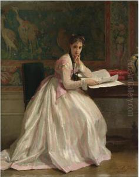 A Moment Of Distraction Oil Painting by Gustave Leonhard de Jonghe