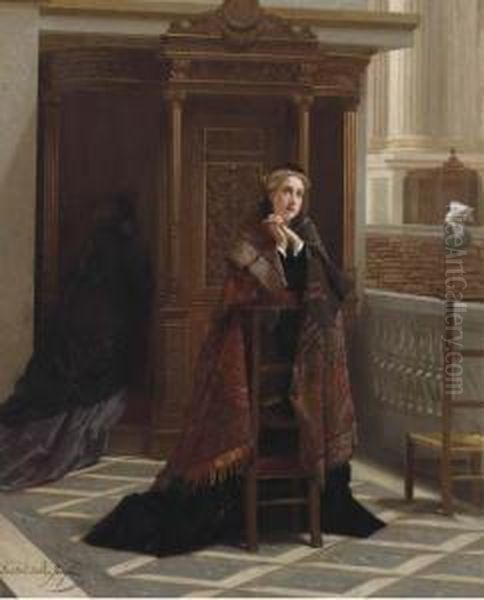 Deep Devotion Oil Painting by Gustave Leonhard de Jonghe