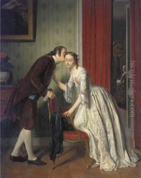 The Secret Whisper Oil Painting by Gustave Leonhard de Jonghe