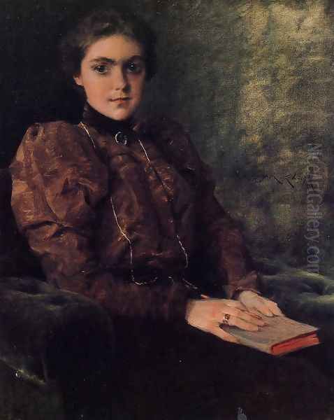 Portrait of Miss F. Deforest Oil Painting by William Merritt Chase