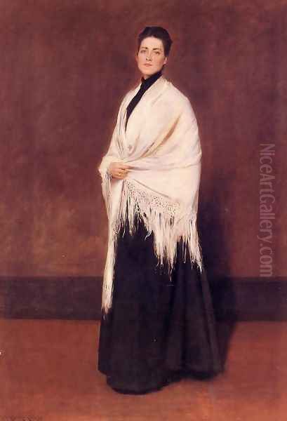 Portrait of Lady C. Oil Painting by William Merritt Chase