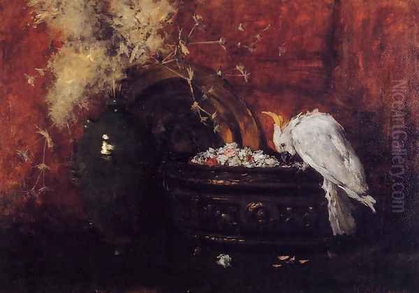 Still Life with Cockatoo Oil Painting by William Merritt Chase