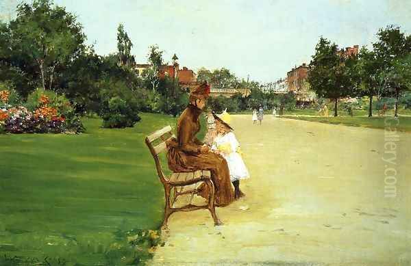 The Park (or In Tompkins Park) Oil Painting by William Merritt Chase