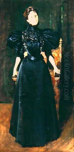 Portrait of a Lady in Black, c.1895 Oil Painting by William Merritt Chase