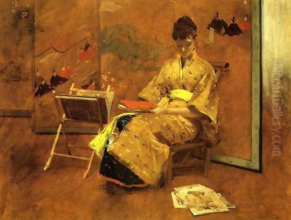 The Kimono Oil Painting by William Merritt Chase