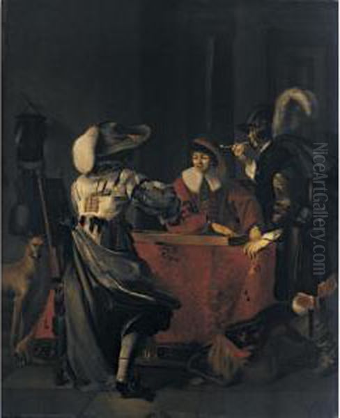 Soldiers Playing Backgammon Oil Painting by Thomas De Keyser