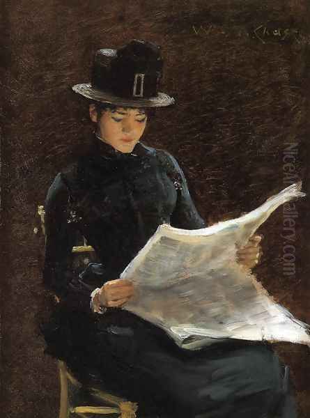 The Morning News Oil Painting by William Merritt Chase