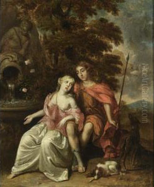 Apollo And Daphne Oil Painting by Regnier de La Haye