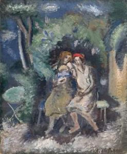  Deux Femmes Sous La Tonnelle, Etude Pour Les Lilas, 1937  Oil Painting by Amedee de La Patelliere