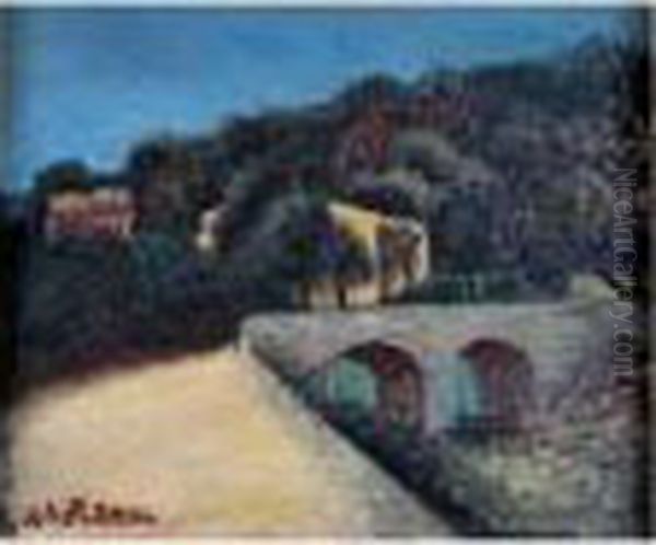 Saint Paul, La Route Au Petit Pont Oil Painting by Amedee de La Patelliere