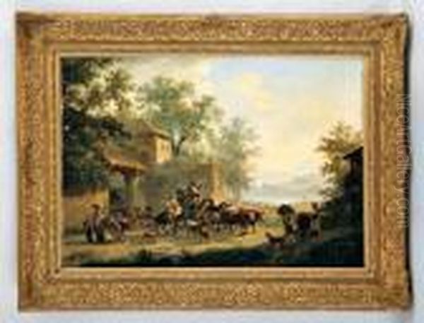 Depart De La Ferme Oil Painting by Pierre Louis De La Rive