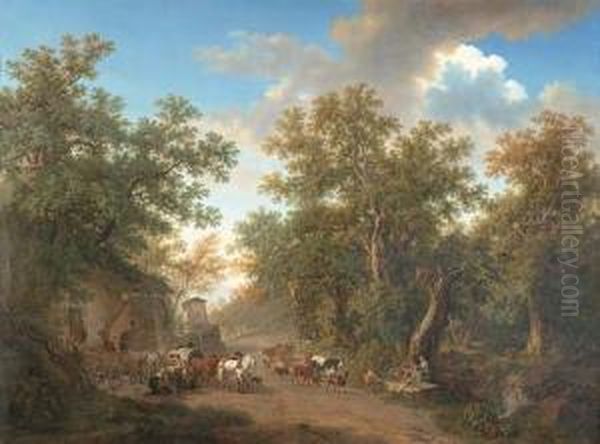 Le Retour Du Marche. 1808. Oil Painting by Pierre Louis De La Rive