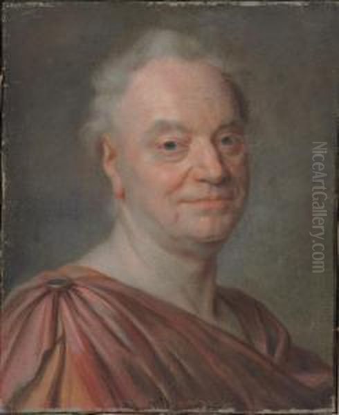 Portrait Of Prosper Jolyot De Crebillon Oil Painting by Maurice Quentin de La Tour