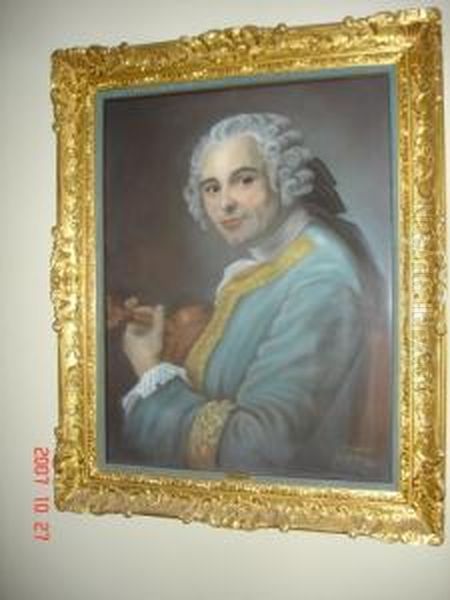  Portrait D'homme A La Guitare  Oil Painting by Maurice Quentin de La Tour