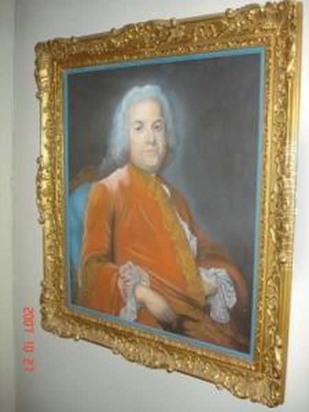  Portrait D'homme A La Veste Orange  Oil Painting by Maurice Quentin de La Tour