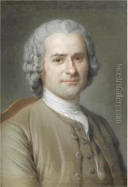 Portrait Of Jean-jacques Rousseau (1712-1778) Oil Painting by Maurice Quentin de La Tour