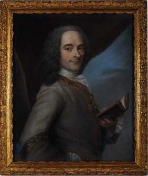 Tour,, D'apres, Portrait De Voltaire Oil Painting by Maurice Quentin de La Tour