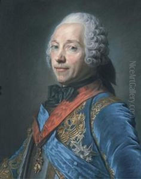 Portrait Of 
Charles-louis-auguste Fouquet (1684-1761), Marechal Defrance And Duc De 
Belle-isle, Half-length Oil Painting by Maurice Quentin de La Tour