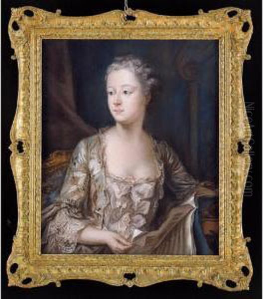 Ritratto Di Madame De Pompadour 
(1721-1764); Ritratto Di Louis De France, Dauphin (1729-1765) Oil Painting by Maurice Quentin de La Tour