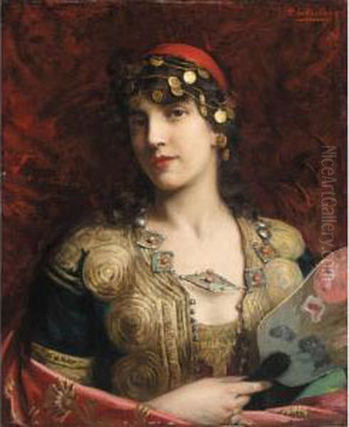 Une Beaute Orientale Oil Painting by Paul De Laboulaye