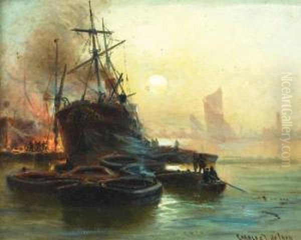 The Port Of London Oil Painting by Charles John de Lacy