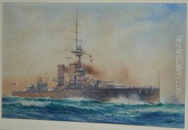 H.m.s. Audacious, 1913 Oil Painting by Charles John de Lacy