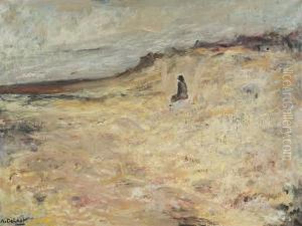 Man In The Dunes Oil Painting by Alois De Laet