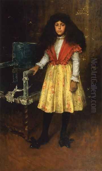 Portrait of Erla Howell Oil Painting by William Merritt Chase