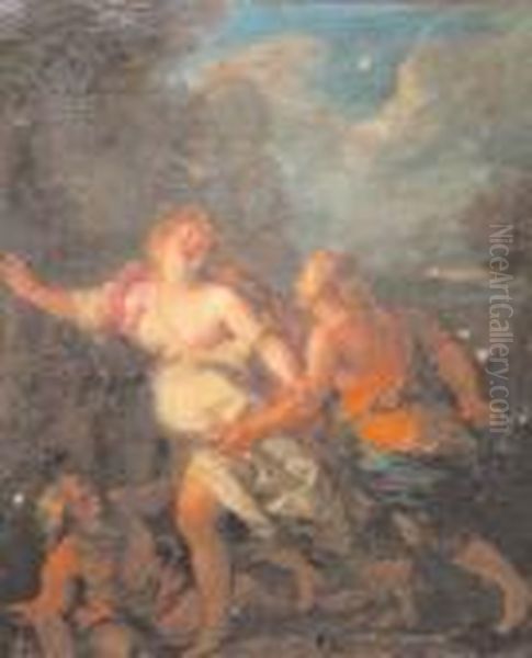 Daphne Fuyant Les Poursuites D'apollon Toile Oil Painting by Charles de Lafosse