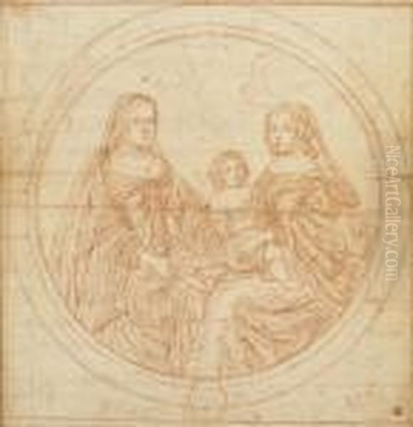 Anne D'autriche, Marie-therese Et Le Grand Dauphin Oil Painting by Charles de Lafosse