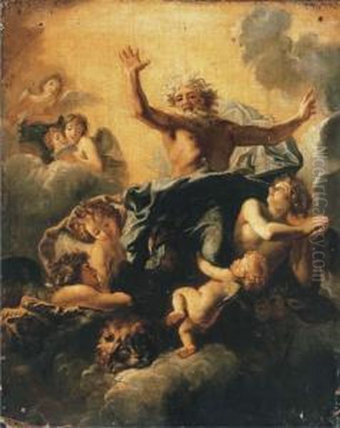 God The Father With The Symbols Of The Four Evangelists Oil Painting by Charles de Lafosse