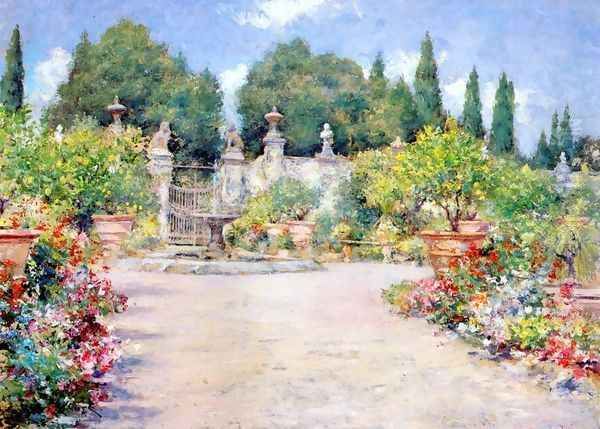 An Italian Garden Oil Painting by William Merritt Chase