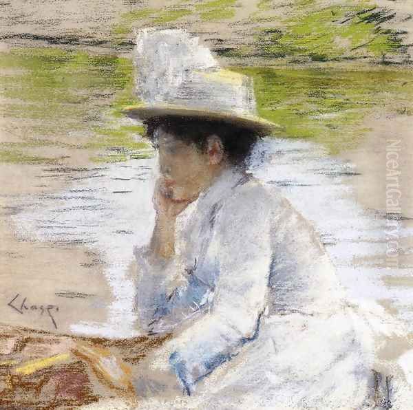 Portrait of Mrs. Chase Oil Painting by William Merritt Chase