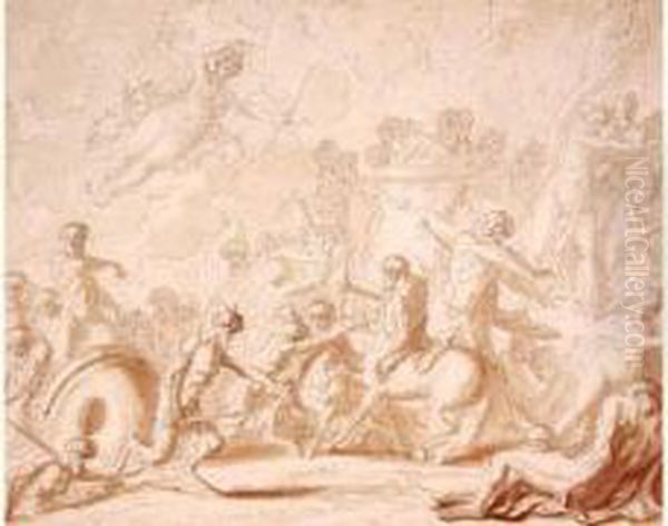 La Bataille Des Centaures by Louis-Felix De Larue