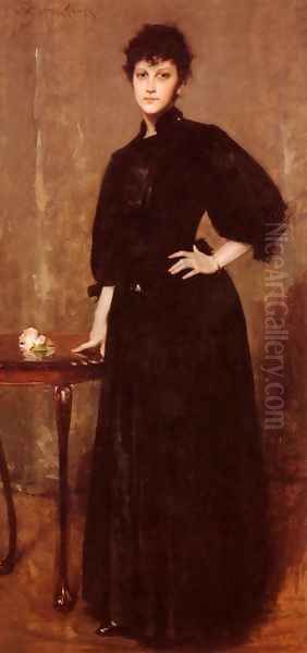 Portrait of Mrs. C. (or Lady in Black; Portrait of a Lady in Black) Oil Painting by William Merritt Chase