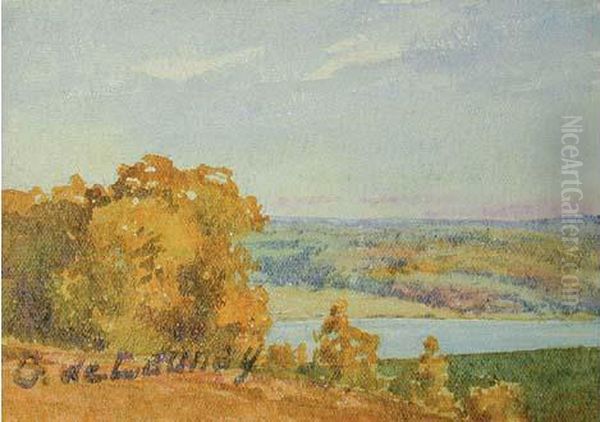 Bras De Riviere Borde D'arbres Oil Painting by Gustave De Launay