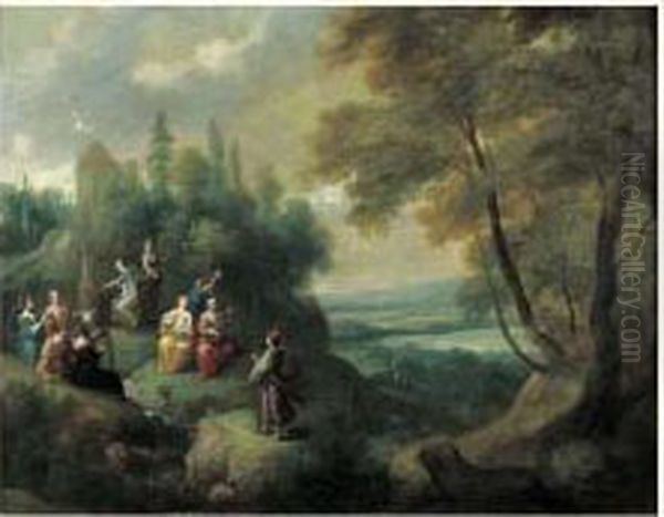 Minerve Et Les Muses Sur Le Mont Helicon Oil Painting by Geeraert De Lavallee