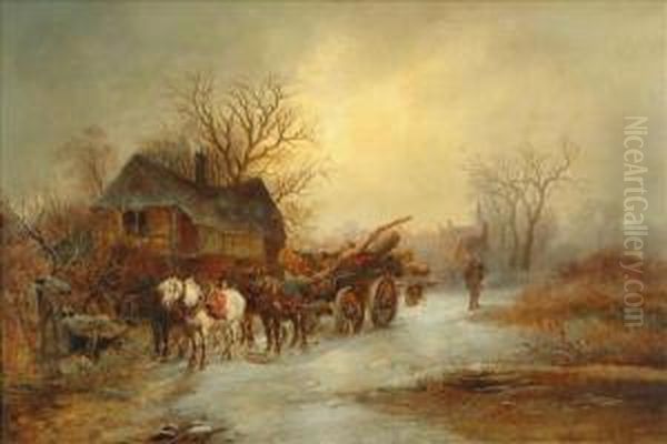 The Log Cart Oil Painting by Alexis de Leeuw