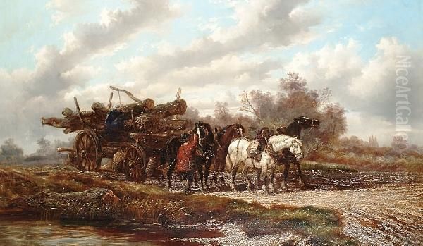 The Timber Cart Oil Painting by Alexis de Leeuw