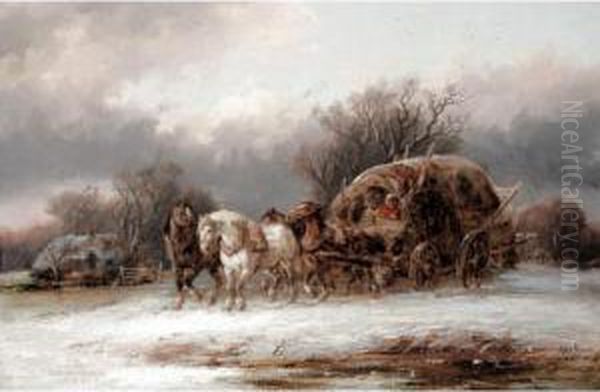 The Horse Drawn Gypsy Caravan Oil Painting by Alexis de Leeuw