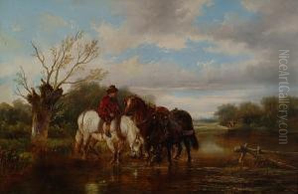 Watering The Team Oil Painting by Alexis de Leeuw