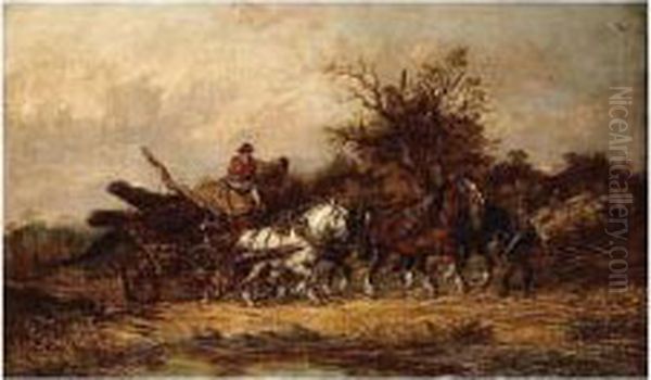 The Timber Waggon Oil Painting by Alexis de Leeuw